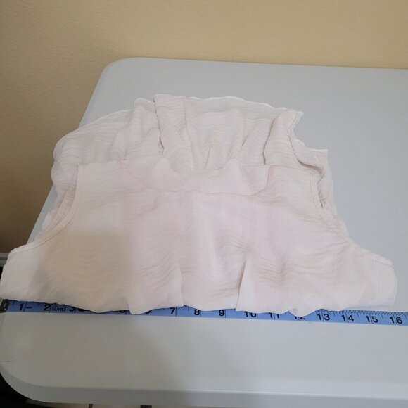 Rebecca Taylor Sleeveless Ivory Peplum Top W/ Sheer Pink Back Detail Size 8 Silk - Picture 10 of 11